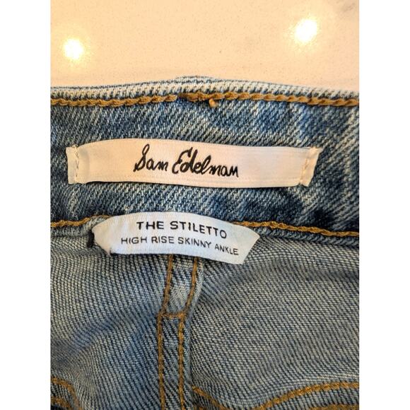 Sam Edelman The Stiletto Jeans 27 High Rise Skinny Ankle Frayed Hem - Picture 3 of 7